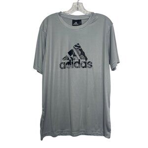 Adidas Graphic Logo Tshirt Mens Large Gray Short Sleeve Crewneck Lightweight